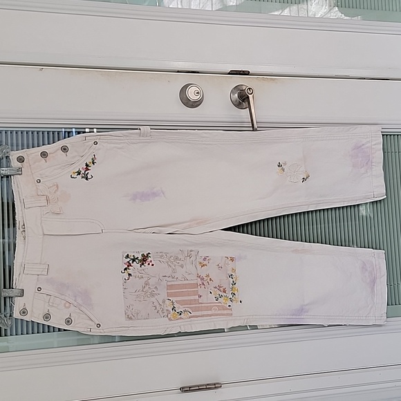 We The Free Love Alive Boyfriend Jeans Patchwork Dye Carpenter Pants Sz 28 - Picture 3 of 16